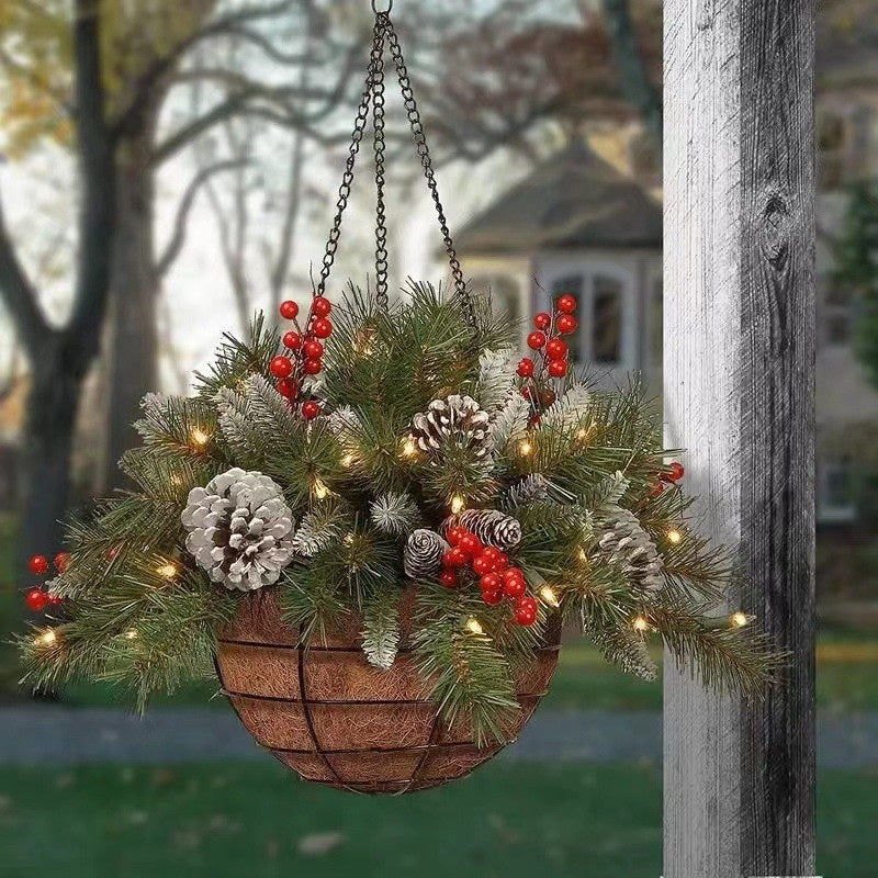 Lighted Christmas Hanging Basket Collection