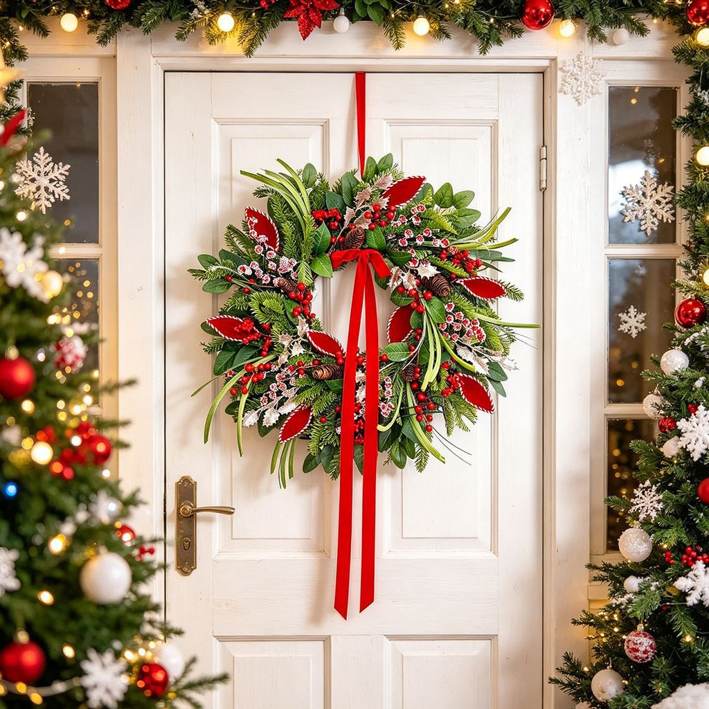 Red Rose Christmas Wreath Collection