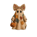 Patchwork Ghost Pumpkin Basket Halloween Decor