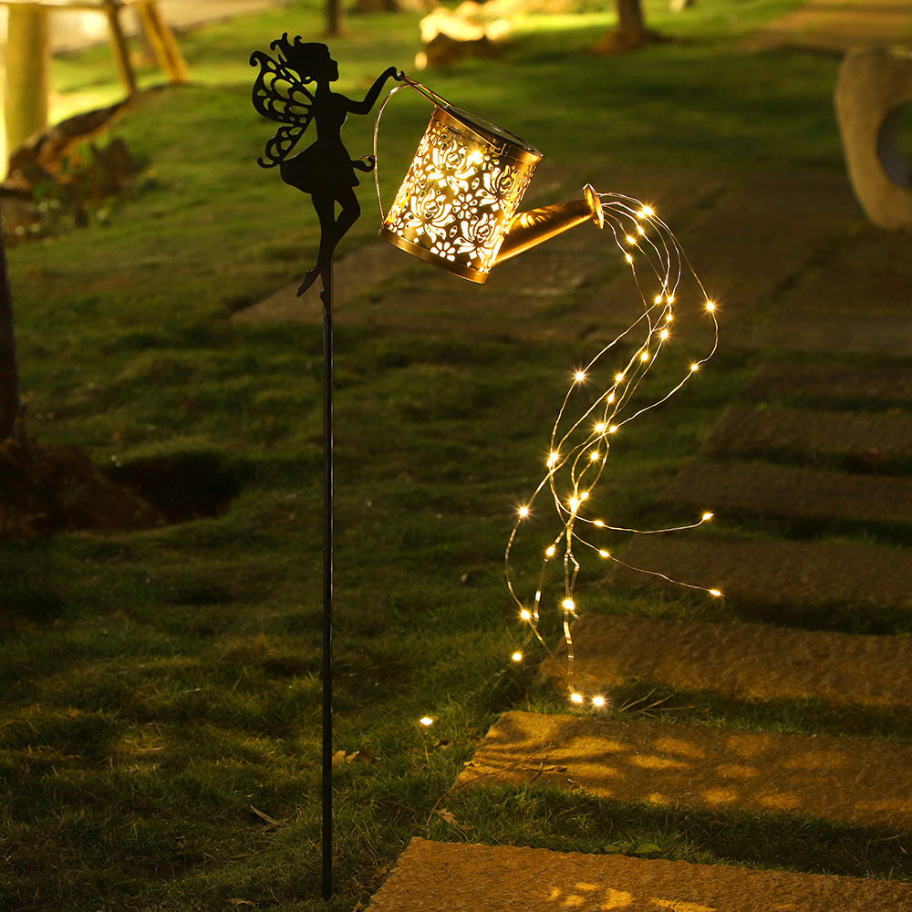 Fairy Watering Can Solar Garden Stake String Light
