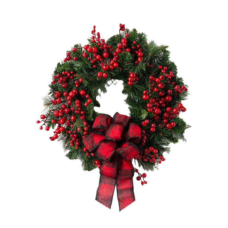 Red Berry Buffalo Plaid Christmas Wreath