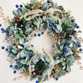 Blue & Gold Eucalyptus Pinecone Wreath
