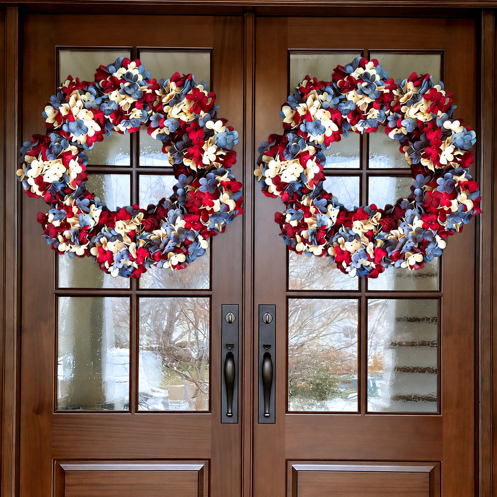 Patriotic Red, White & Blue Hydrangea Wreath Collection