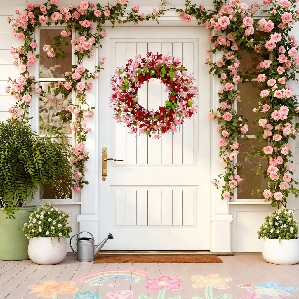 Red & Pink Spring Floral Wreath Collection
