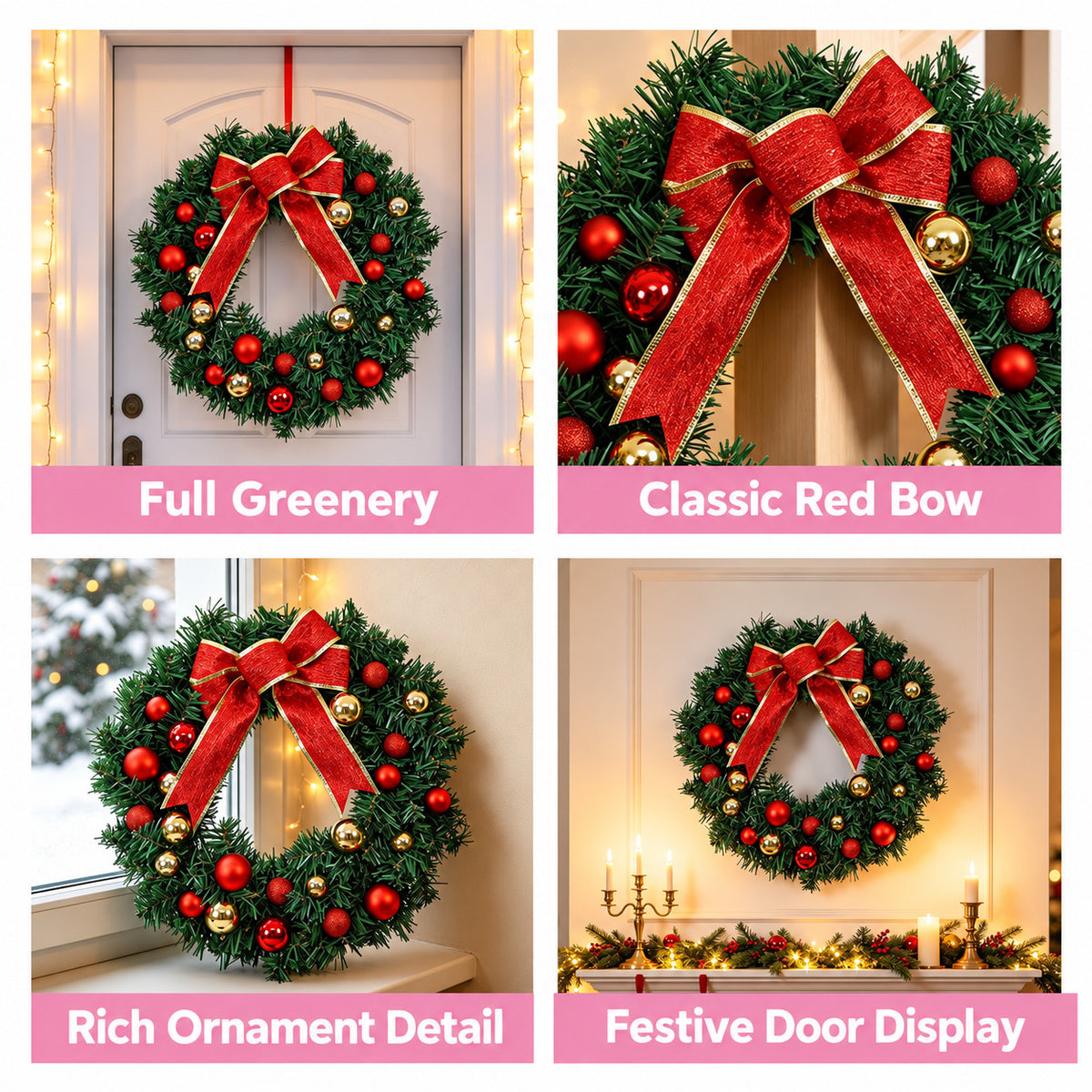 Frosted White Berry & Pinecone Christmas Wreath
