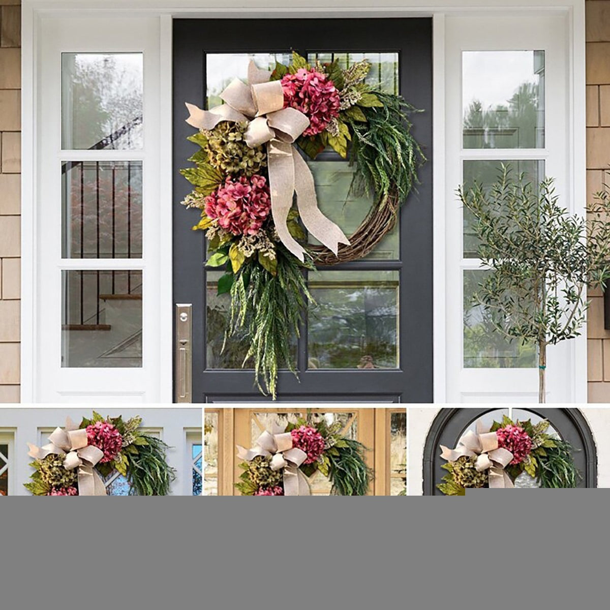 Farmhouse Hydrangea & Burlap Wreath