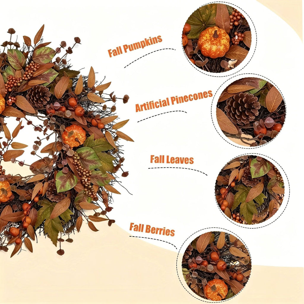 Harvest Pumpkin & Pinecone Autumn Wreath Collection