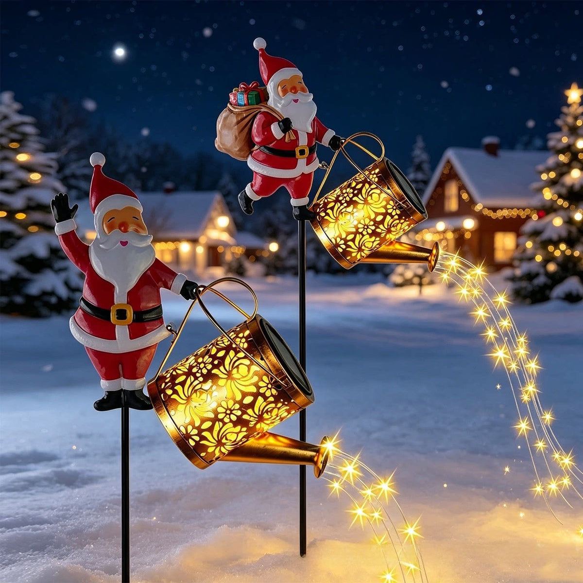 Santa Watering Can Solar Christmas Garden Light Collection