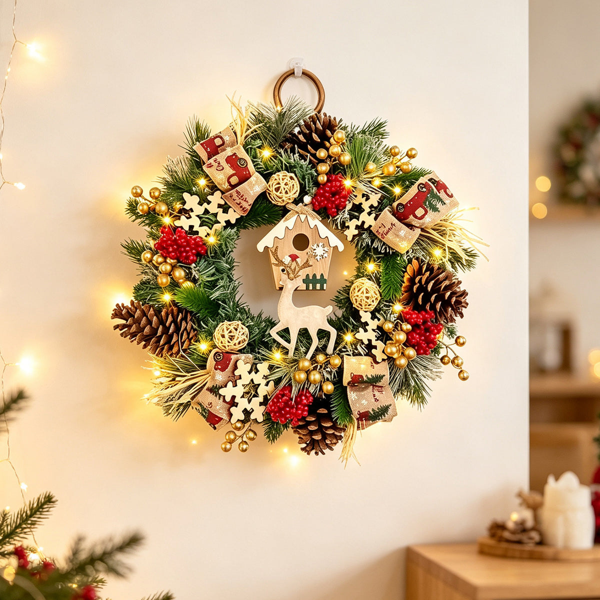 Woodland Reindeer Christmas Wreath