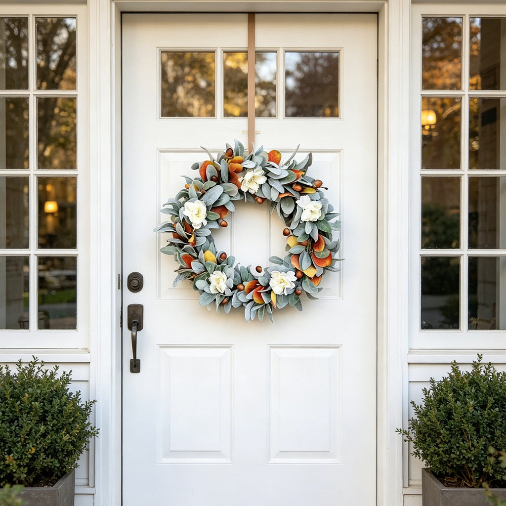 Lamb's Ear, Acorn & Cream Bloom Autumn Wreath