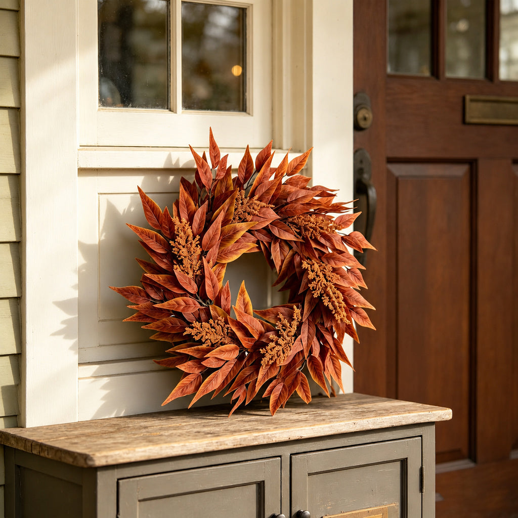 Rust Maple Leaf Autumn Wreath