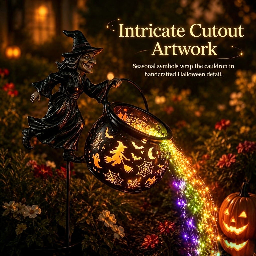 Witch Cauldron Solar Waterfall Garden Light