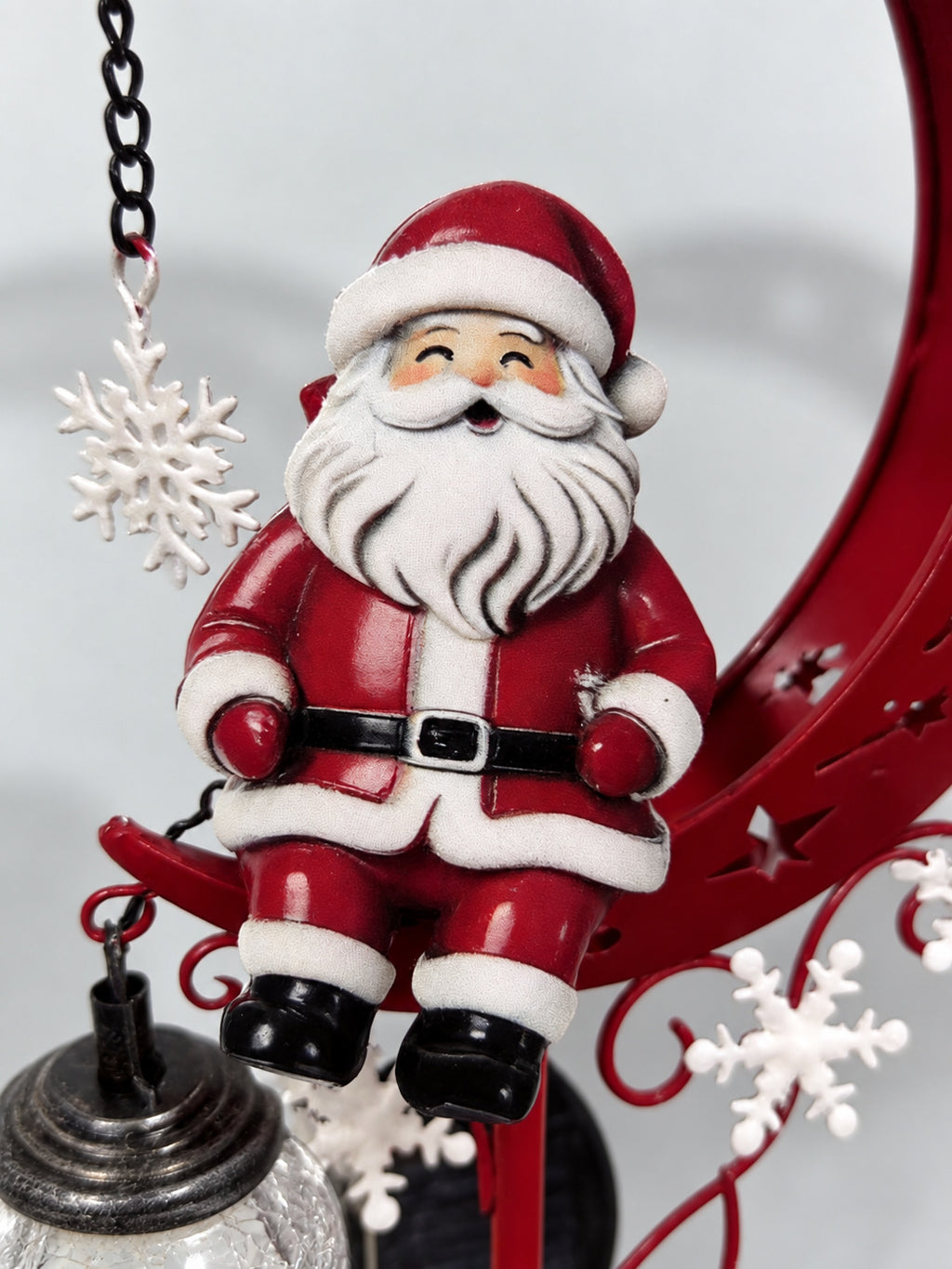 Solar Santa Crescent Moon Crackle Globe Garden Stake