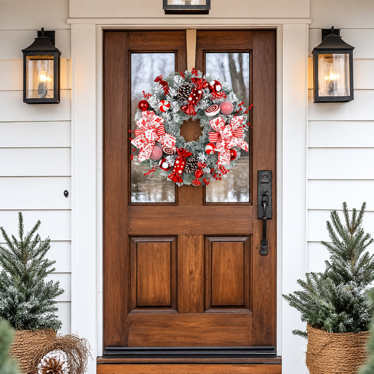 Frosted Peppermint Candy Christmas Wreath