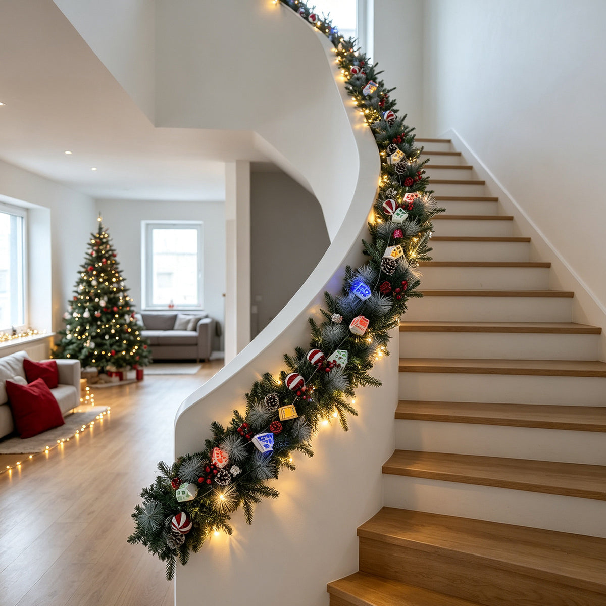 Lighted Norfolk Pine Christmas Garland