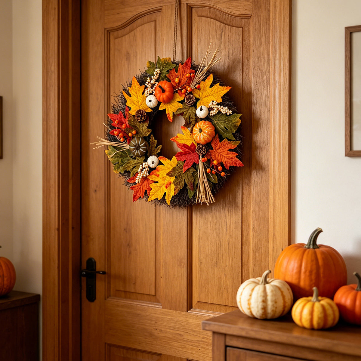 Maple Leaf & Pumpkin Harvest Wreath Collection
