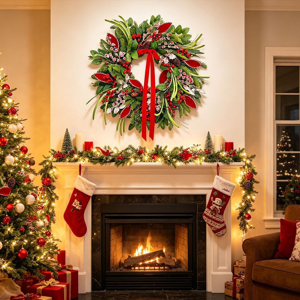 Red Rose Christmas Wreath Collection