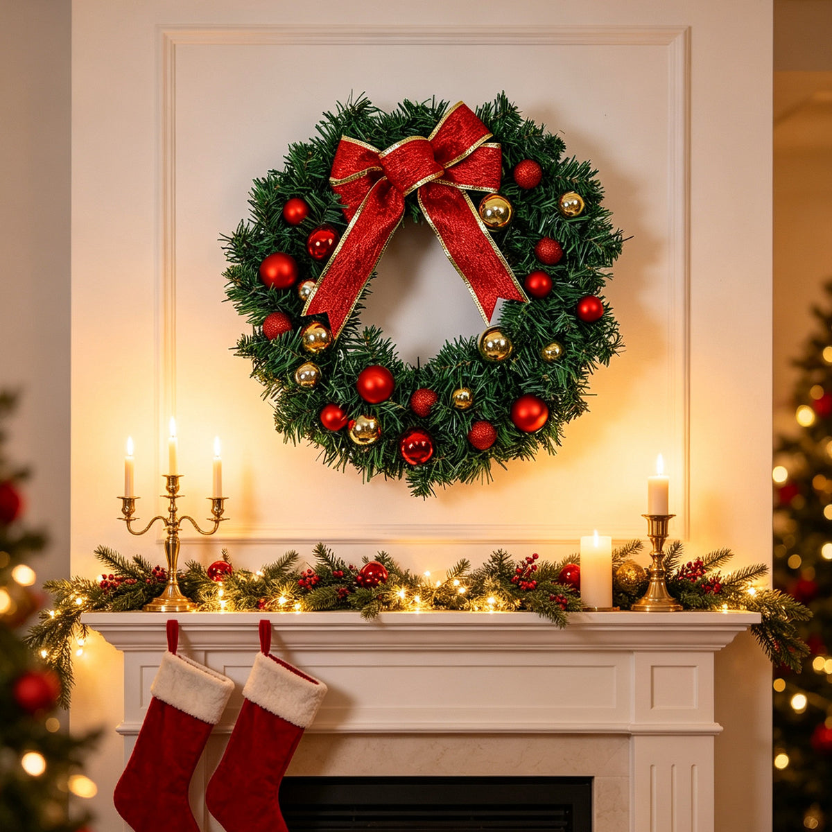 Frosted White Berry & Pinecone Christmas Wreath