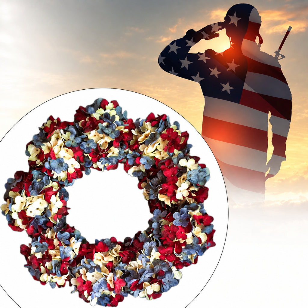 Patriotic Red, White & Blue Hydrangea Wreath Collection