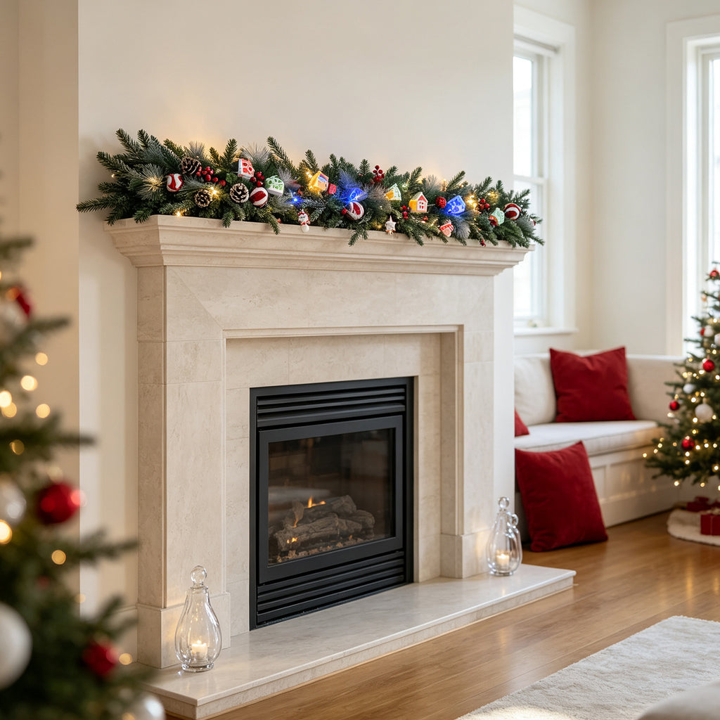Lighted Norfolk Pine Christmas Garland
