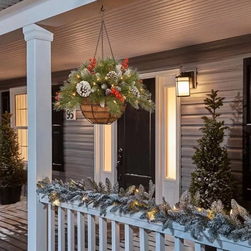 Lighted Christmas Hanging Basket Collection