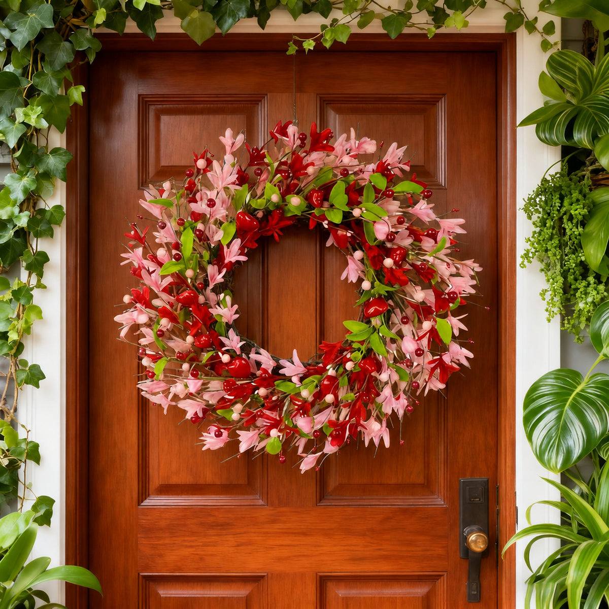 Red & Pink Spring Floral Wreath Collection
