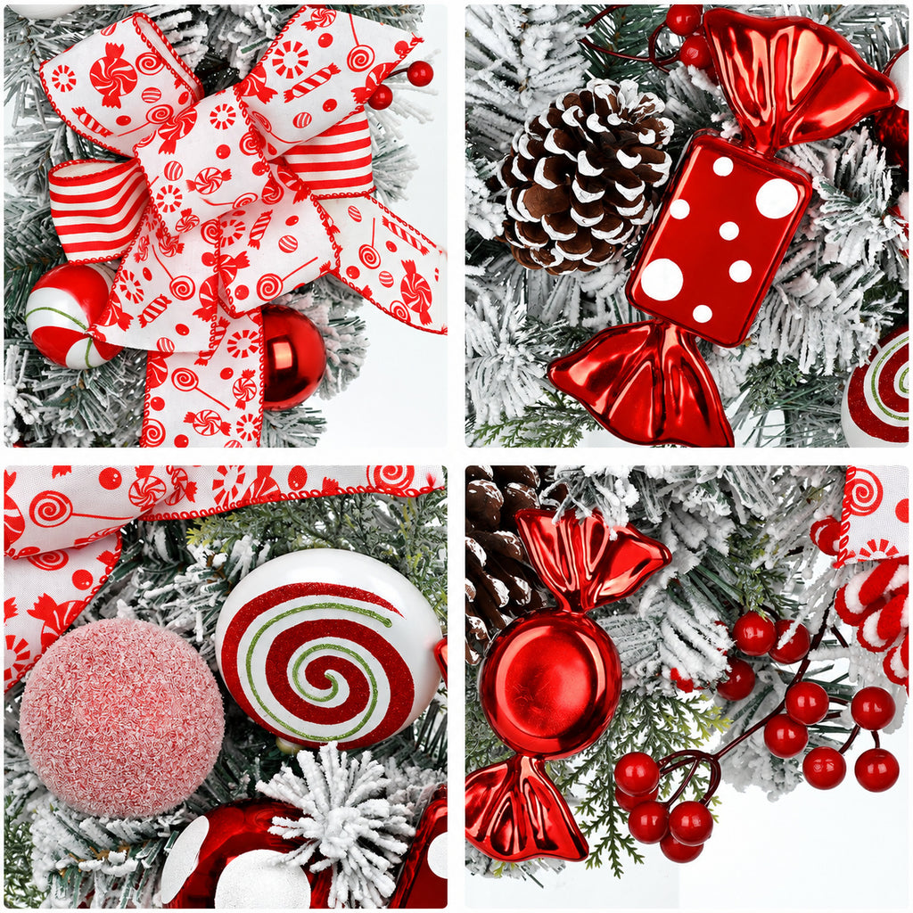 Frosted Peppermint Candy Christmas Wreath