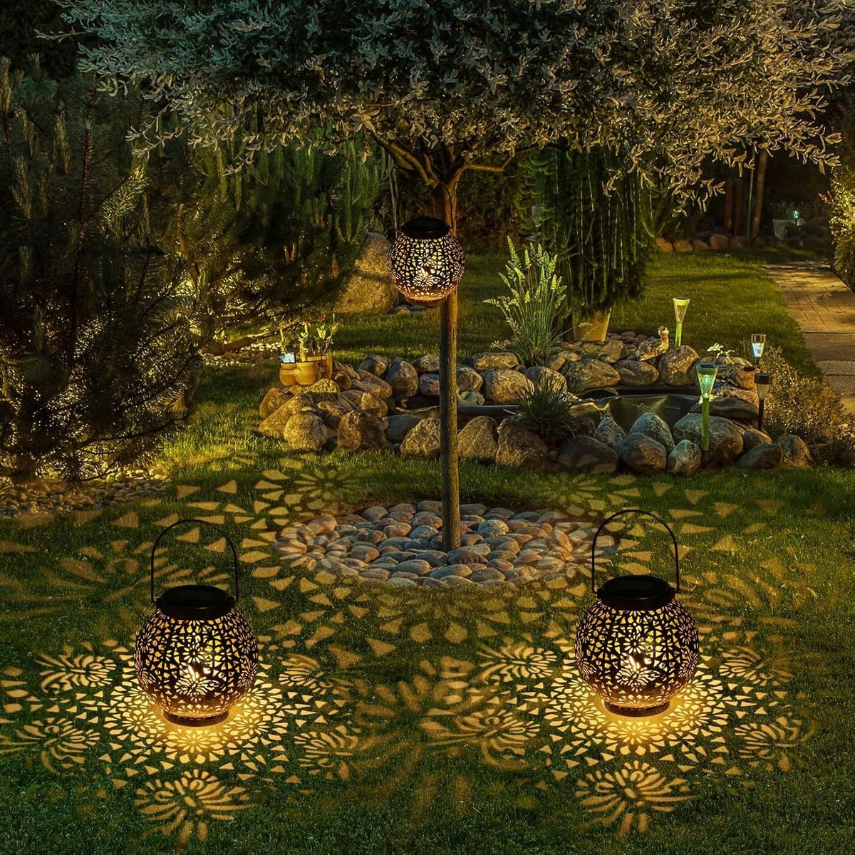 Solar Metal Cutout Lantern