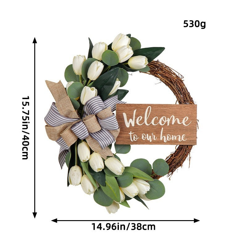 White Tulip & Eucalyptus Welcome Wreath