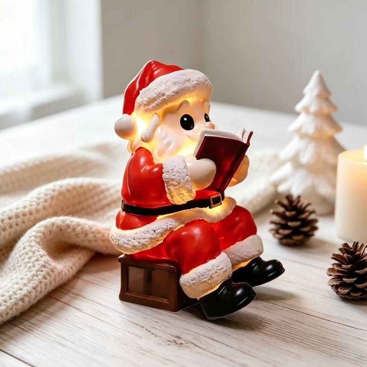 Santa Claus Reading Book Accent Lamp