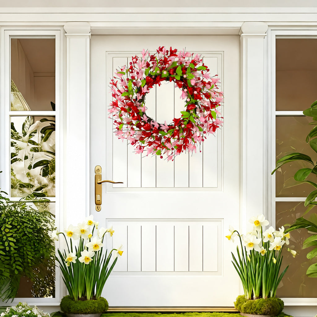 Red & Pink Spring Floral Wreath Collection