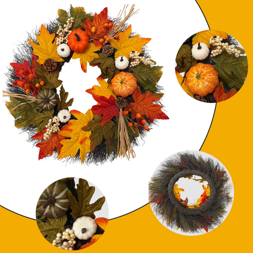 Maple Leaf & Pumpkin Harvest Wreath Collection