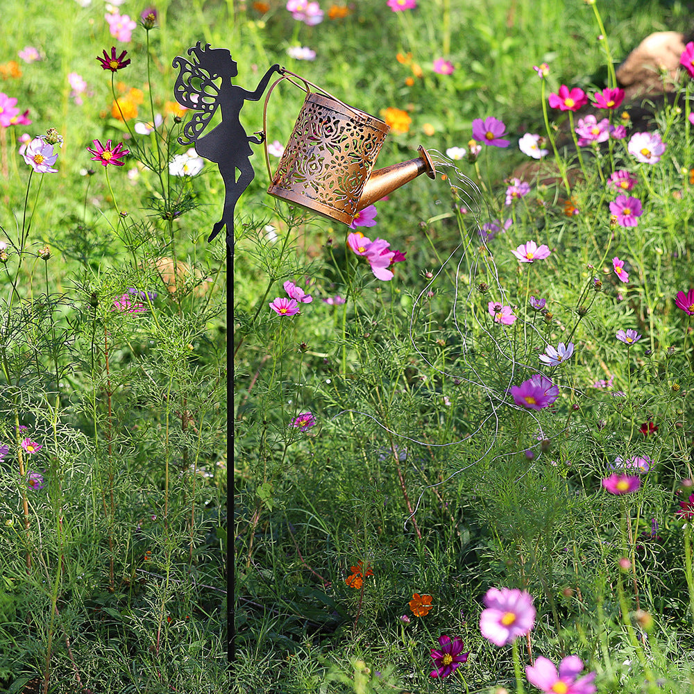 Fairy Watering Can Solar Garden Stake String Light