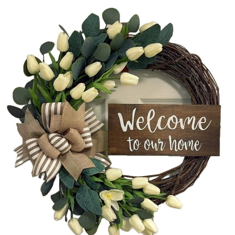 White Tulip & Eucalyptus Welcome Wreath