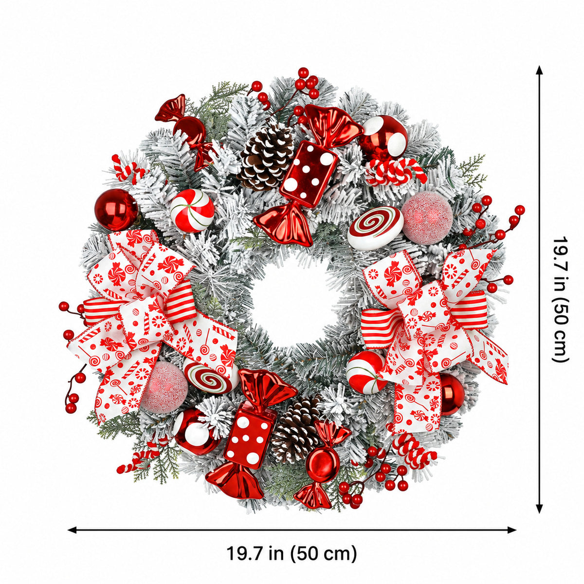 Frosted Peppermint Candy Christmas Wreath