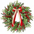 Red Berry, Pinecone & Ribbon Christmas Wreath