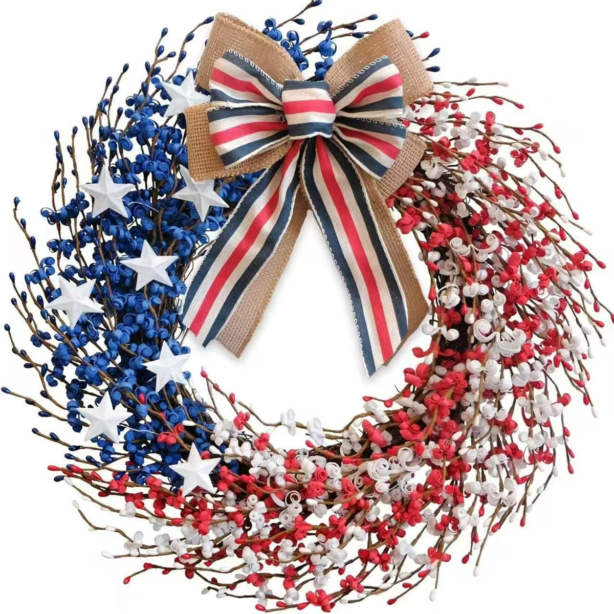 Patriotic Red, White & Blue Berry Wreath