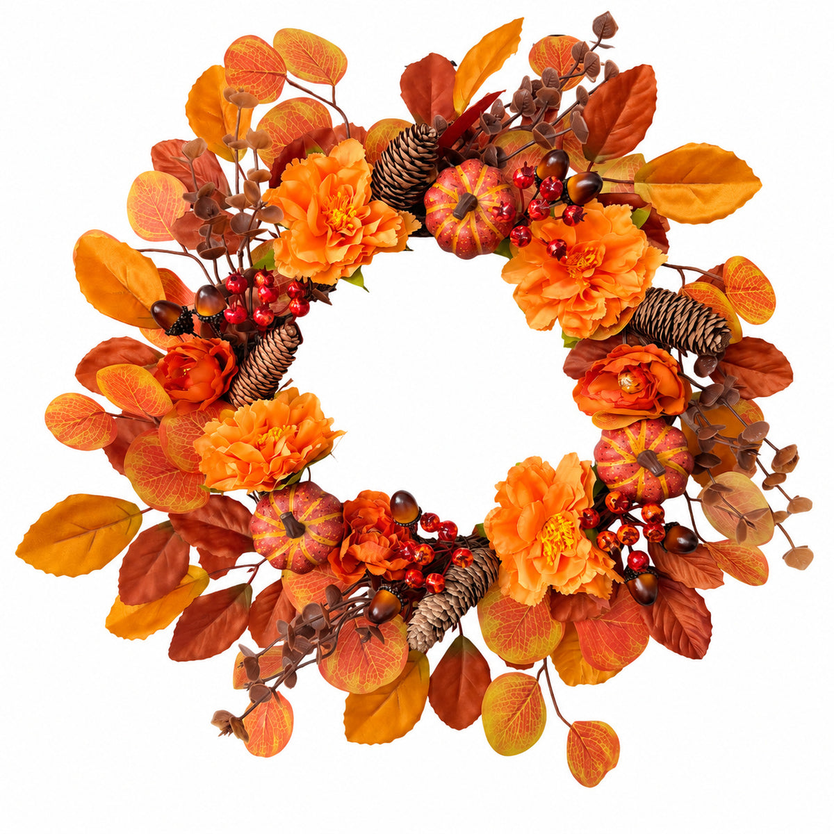 Pumpkin, Berry & Maple Leaf Harvest Wreath