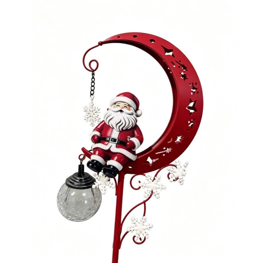 Santa Crescent Moon Solar Garden Stake