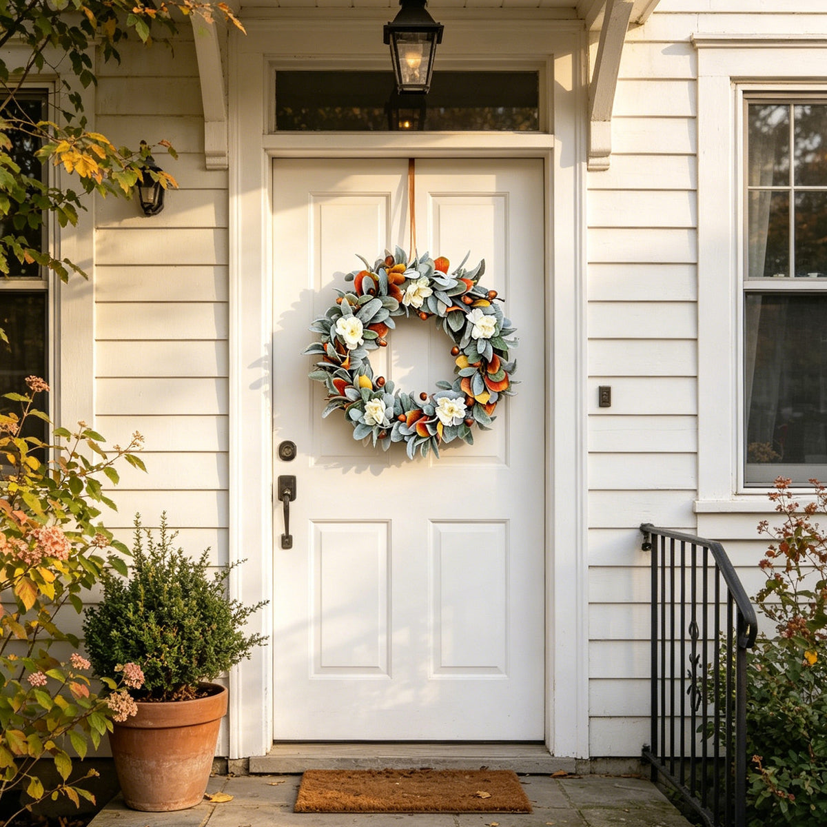 Lamb's Ear, Acorn & Cream Bloom Autumn Wreath