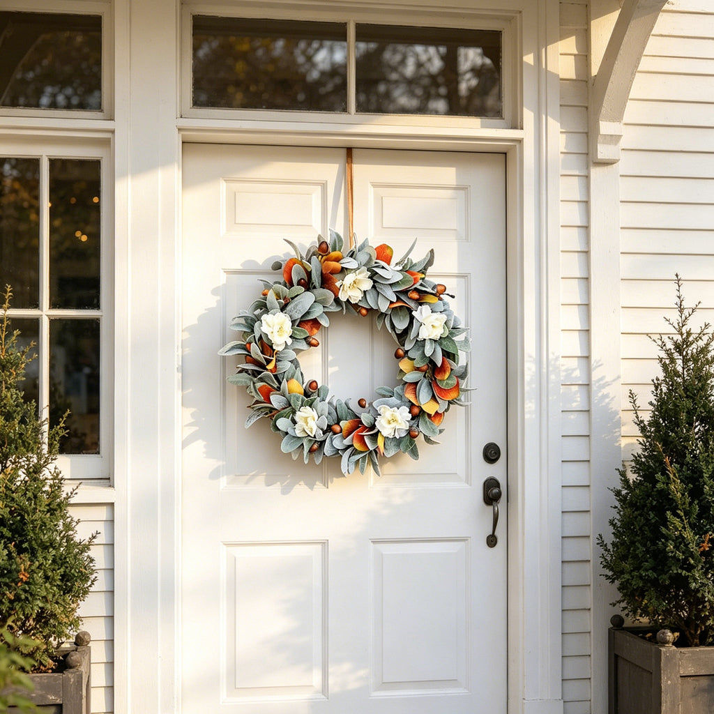 Lamb's Ear, Acorn & Cream Bloom Autumn Wreath