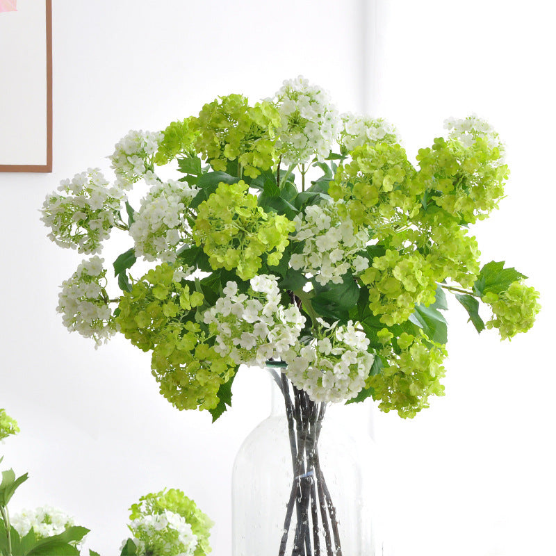 EVERIVELLE Three-Head Artificial Viburnum Snowball Branch
