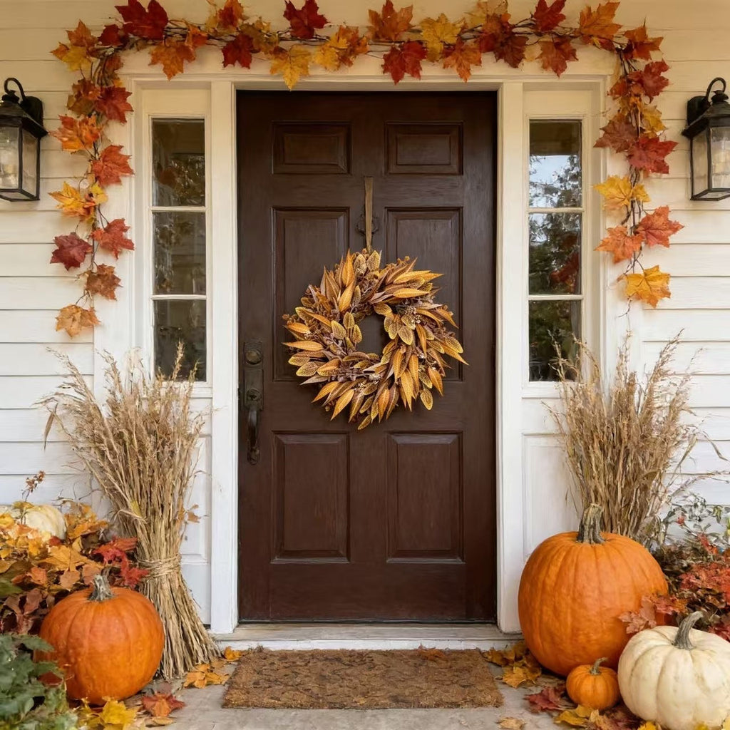 Artificial Autumn Leaf Wreath   Seasonal Fall Door & Home Décor | EVERIVELLE artificial flowers and garden décor