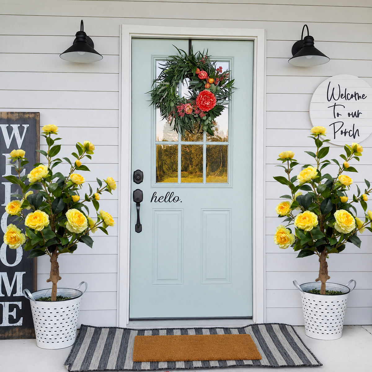 EVERIVELLE Artificial Camellia Flower Garden Stakes