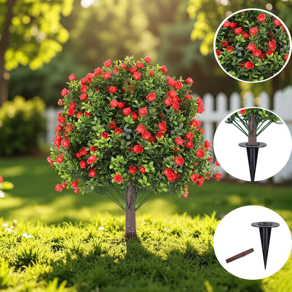 EVERIVELLE Artificial Red Rose Topiary Trees