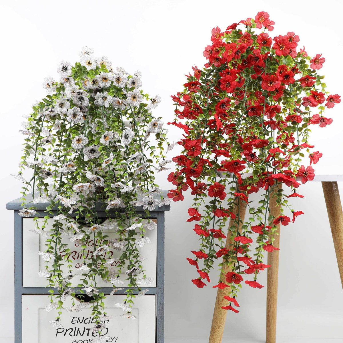 EVERIVELLE Hanging Artificial Eucalyptus & Violet Floral Spray