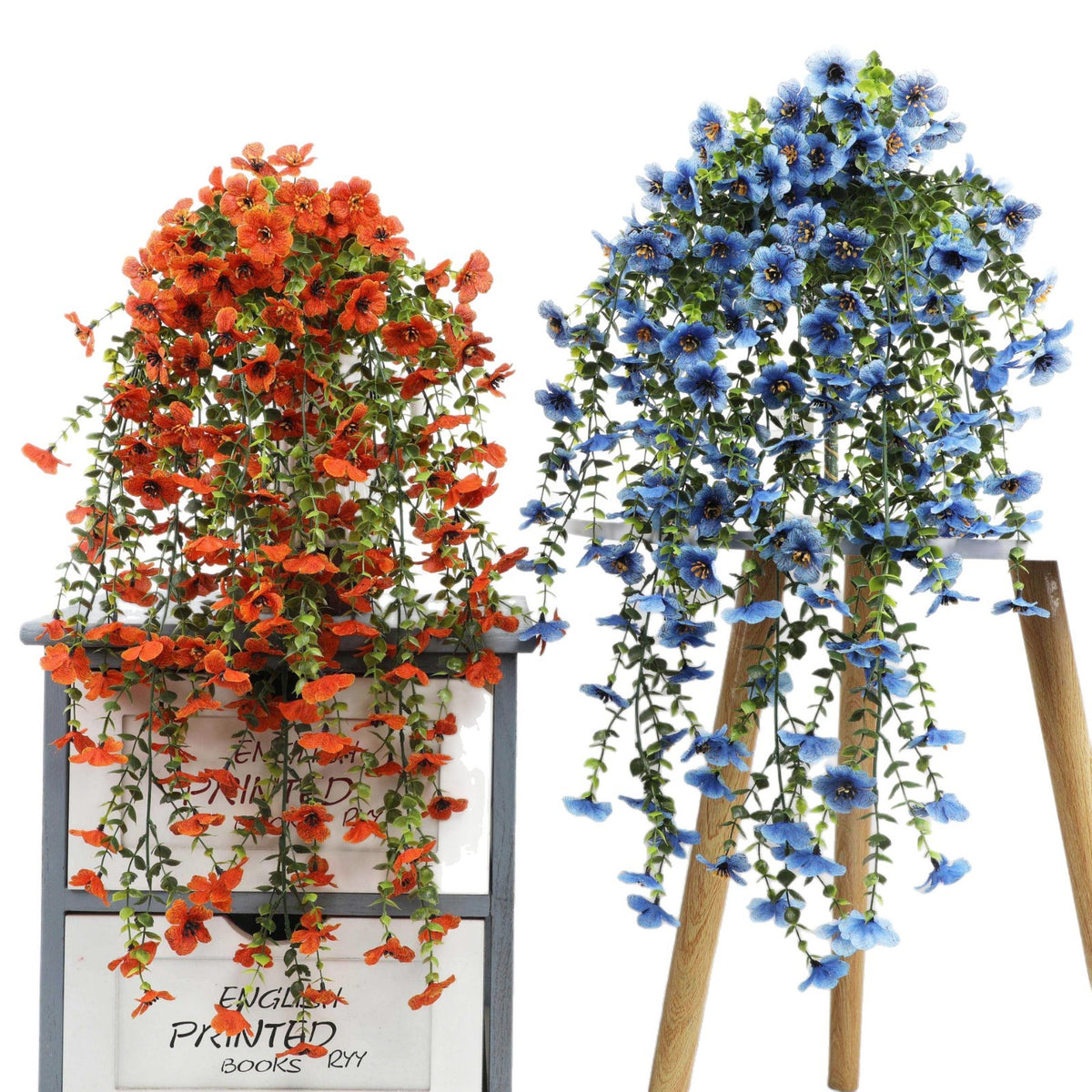 EVERIVELLE Hanging Artificial Eucalyptus & Violet Floral Spray