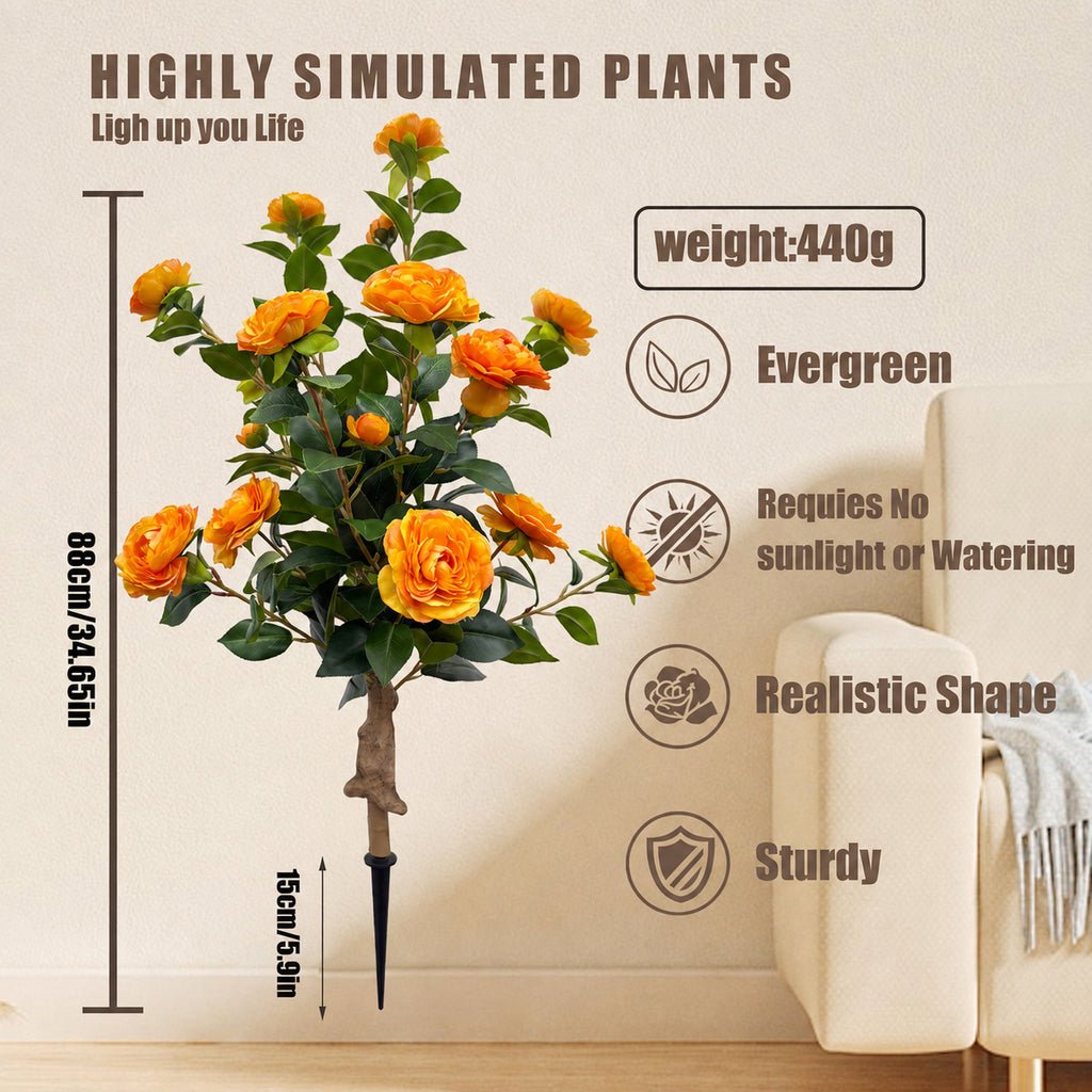 EVERIVELLE Artificial Camellia Flower Garden Stakes