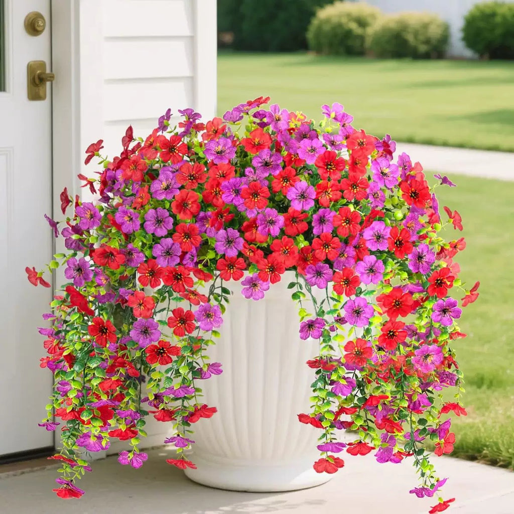 EVERIVELLE Hanging Artificial Eucalyptus & Violet Floral Spray