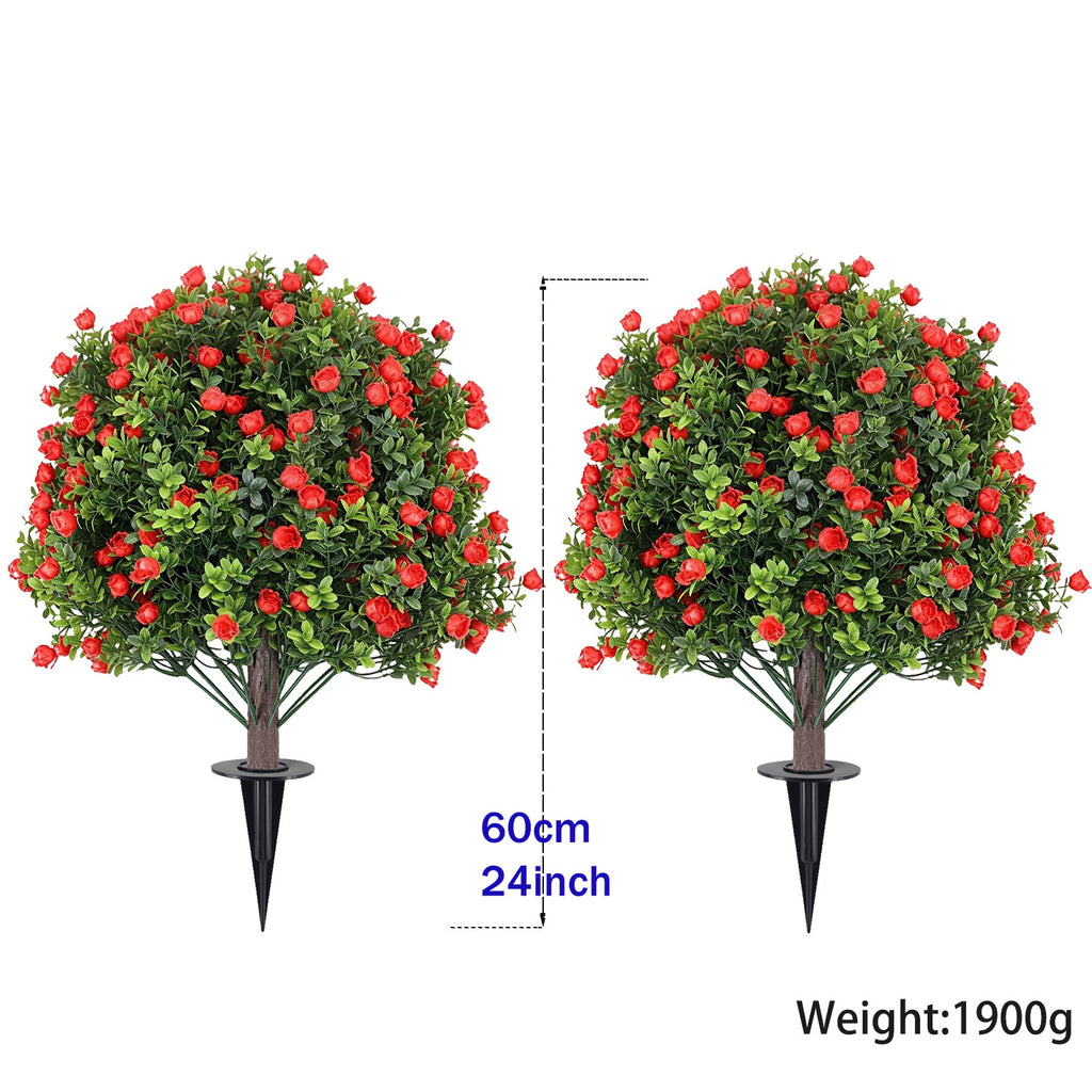 EVERIVELLE Artificial Red Rose Topiary Trees